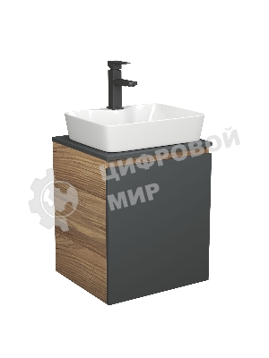 Тумба Bau Dream Blackwood 50 графит, раковина BAU Cerama 48х37 белая, смеситель Hotel Black, черный