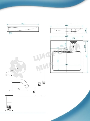 Комплект BAU 4 в 1: раковина над стиральной машиной BAU Hotel 60х60, литьевой мрамор, кронштейны, сифон и смеситель Dream, нержавеющая сталь