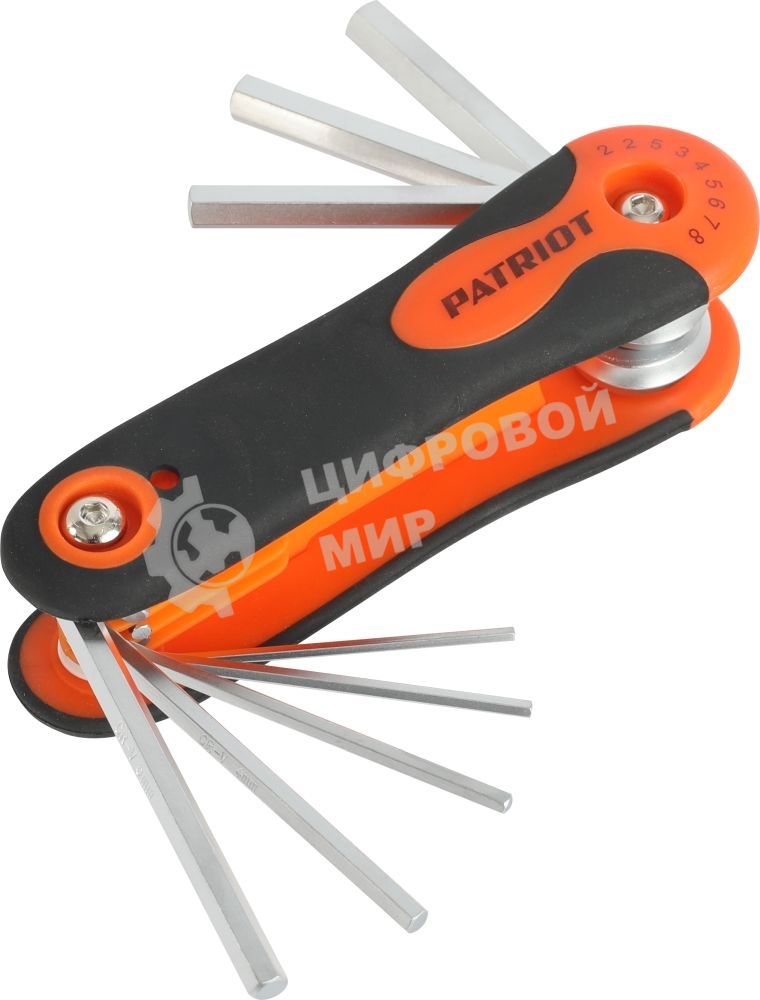 Набор ключей PATRIOT SKH-8F, шестигранные складные, 2-2.5-3-4-5-6-7-8мм, CRV, 8-в-1