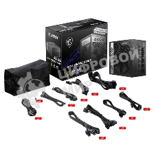 Блок питания MSI MPG A850G PCIE5 Retail, 850Вт, 80 PLUS Gold, 135мм, модульный, черный