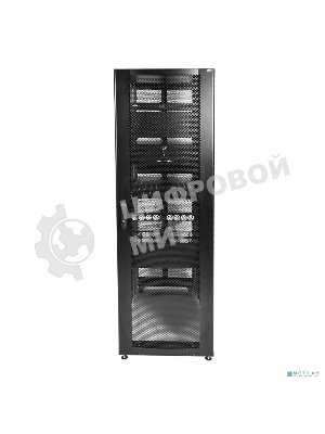 Шкаф серверный ПРОФ напольный 48U (600x1000) дверь перфор. 2 шт., черный, в сборе