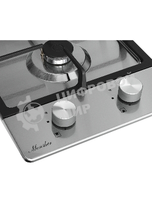 Варочная панель Monsher MSG 33 Acier, газ, High-Tech, 29 см, автоматический электроподжиг, газ-контроль, форсунки под сжиженый газ, SABAF конфорки, чугунные решетки, нержавеющая сталь