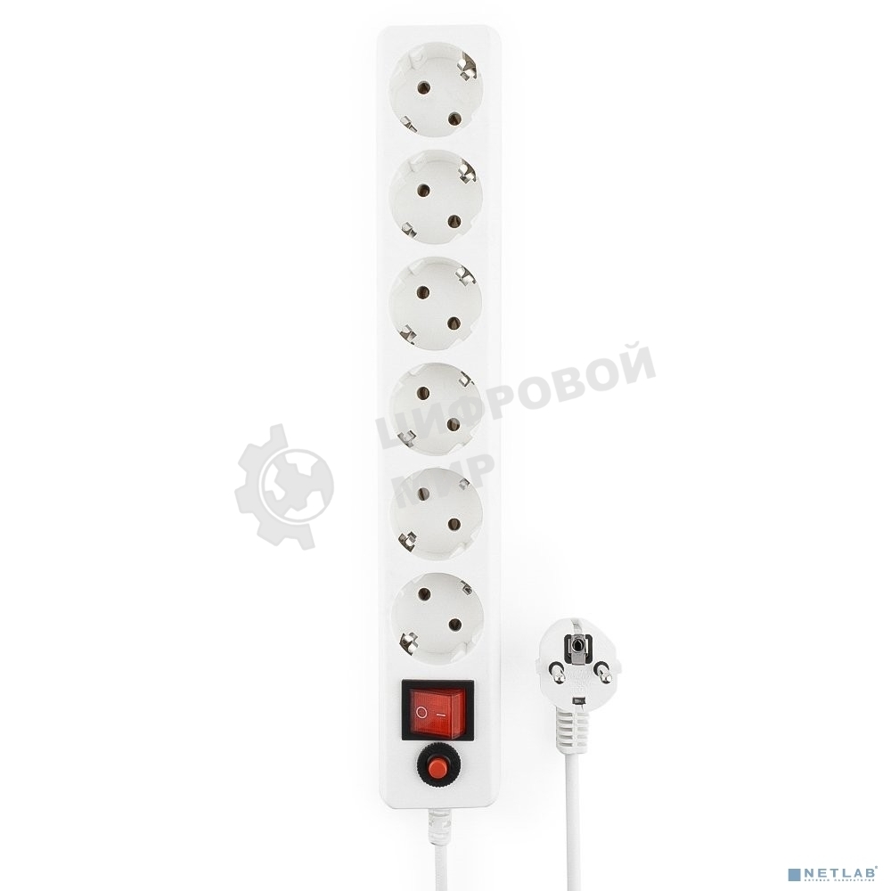 Сетевой фильтр Гарнизон ECL-6-W-3, 6 р, 10А, 3 м, ур.защиты 4, белый, пакет