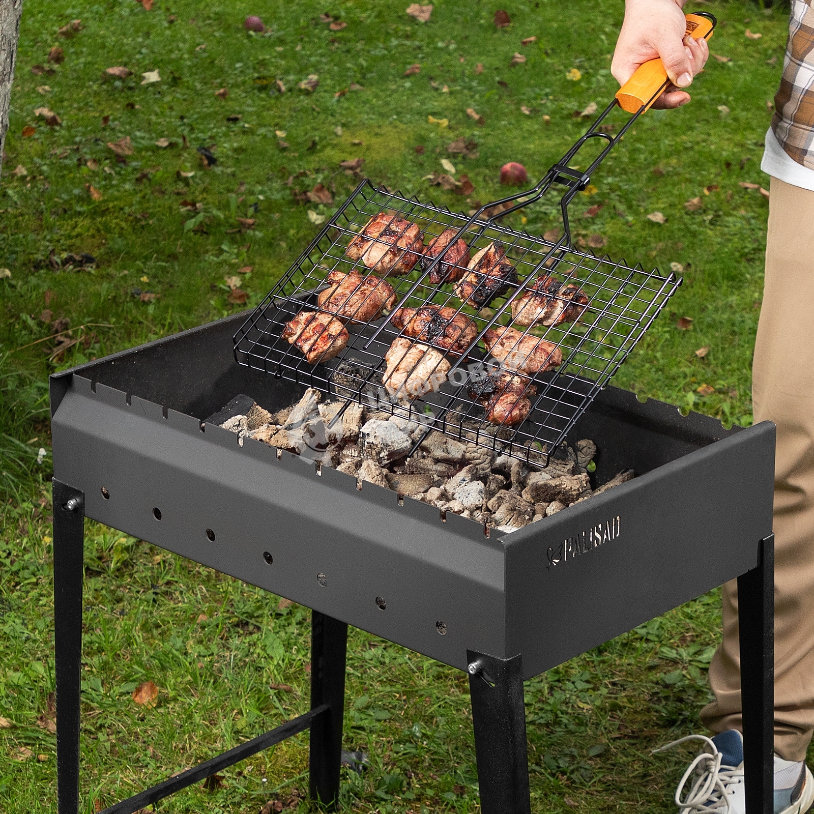 Мангал Palisad Camping сварной, 605х375х138/640 мм, сталь 2 мм