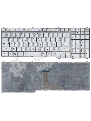 Клавиатура для ноутбука Toshiba Satellite P205-S6237 серебристая (шлейф по центру)