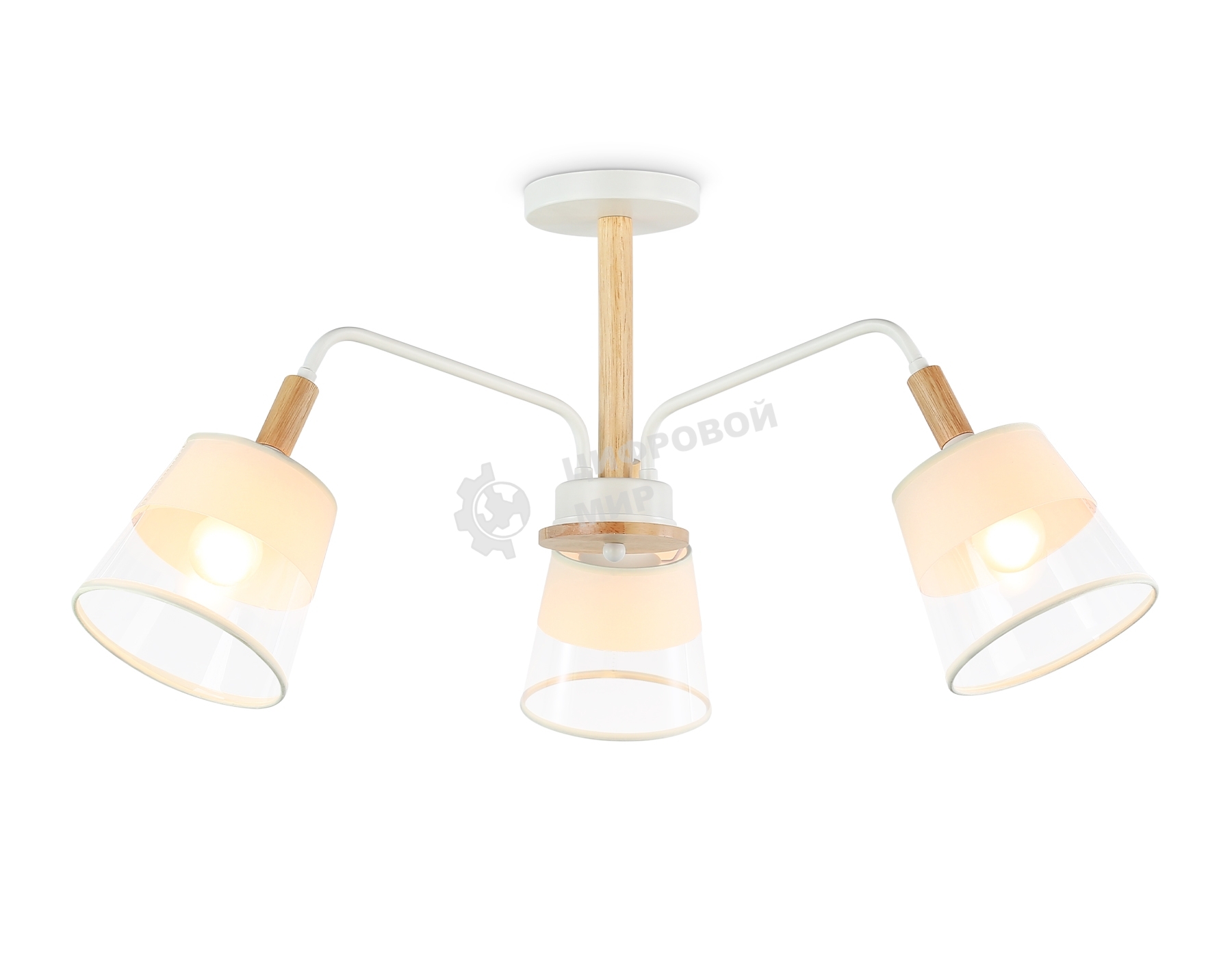 Светильник Ambrella light TR4737/3 WH/LW белый/светлое дерево E27/3 max 40W D760*350