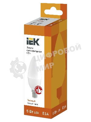 Лампа cветодиодная Iek LLE-C35-5-230-30-E14 ECO C35 свеча 5Вт 230В 3000К E14 IEK