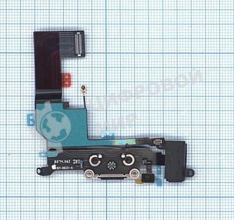 Шлейф разъема питания с аудио-разъемом для iPhone SE черный