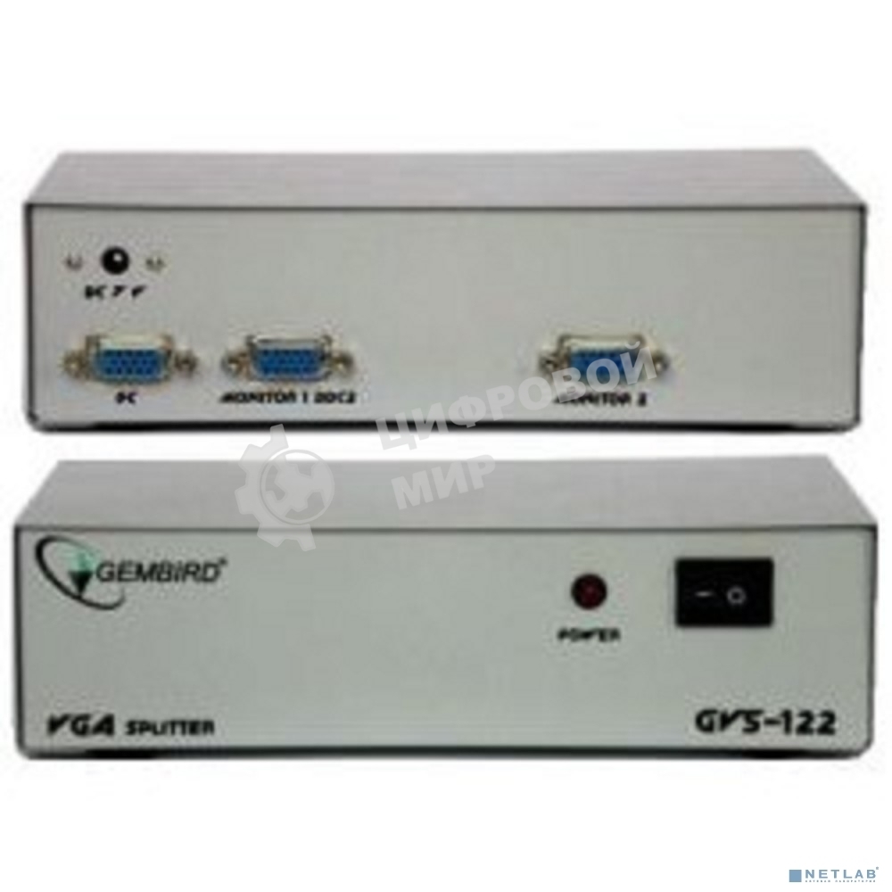 Разветвитель GVS122 Разветвитель сигнала VGA на 2 монитора (Gembird)
