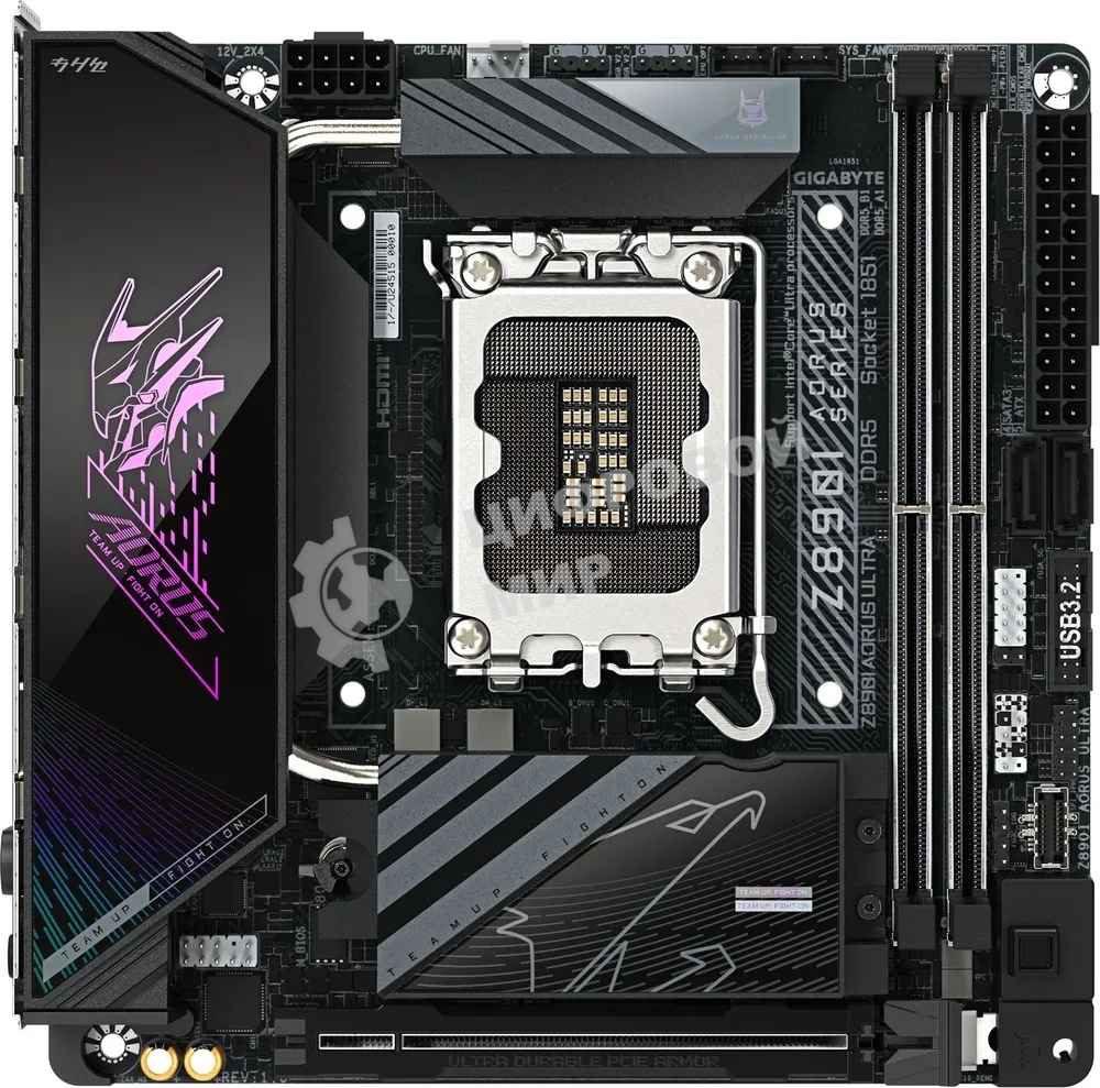 Материнская плата Gigabyte Z890I AORUS ULTRA, LGA 1851, Intel Z890, 2xDDR5, 2xSATA, 2xM.2, 1xPCIe 5.0 x16, 1xDP, 1xHDMI, 1xUSB-C, 1x Thunderbolt 4, 1x 2.5Gb LAN, 2xUSB-A 3.2 Gen 1, 3xUSB-A 3.2 Gen 2, 2x3.5 мм, TOSLINK, 7.1, 1xUSB4, Mini-ITX