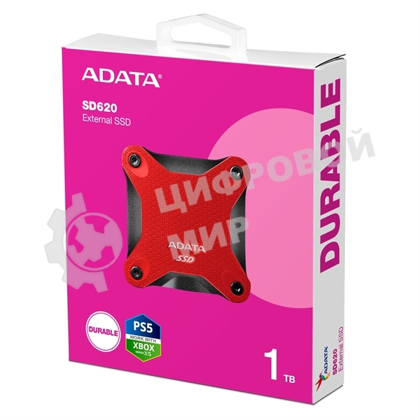 Внешний SSD ADATA SD620, 1TB, USB 3.2 Gen 2 Type-A, R/W 550/480, красный