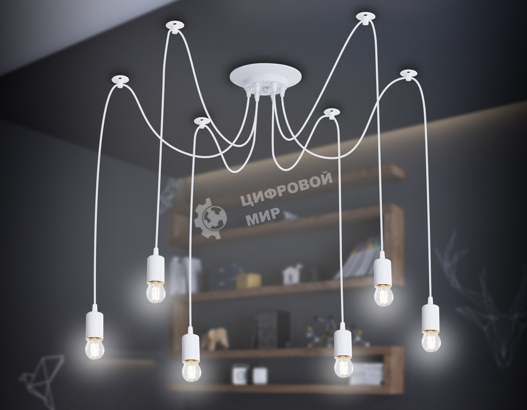 Светильник Ambrella light TR8177/6 WH белый E27*6 max 40W D630*910