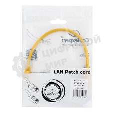 Патч-корд UTP Cablexpert cat.5e, 0.25м, литой, многожильный, желтый