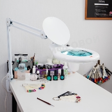 Лупа на струбцине Rexant, круглая, 5D, с подсветкой 108 LED, белая