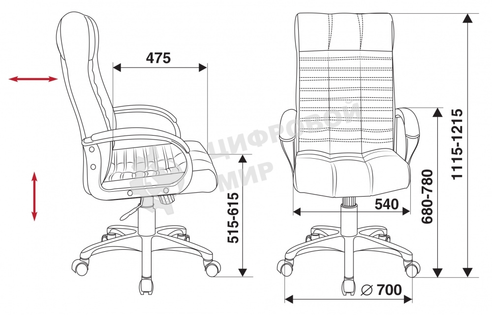 Кресло руководителя Бюрократ KB-10/BLACK черный, искусственная кожа