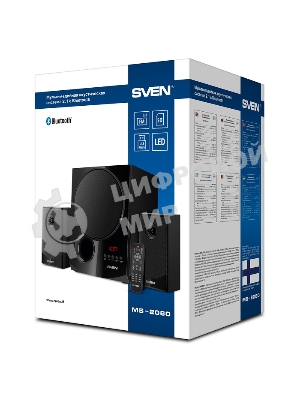 Акустическая система 2.1 SVEN MS-2080/70 Watt/~220V 50Hz/FM-тюнер, USB/SD, дисплей/BLUETOOTH/ПДУ/Black