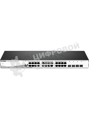 Коммутатор D-Link Gigabit Smart Switch with 24 10/100/1000Base-T ports and 4 Gigabit MiniGbIC (SFP) ports