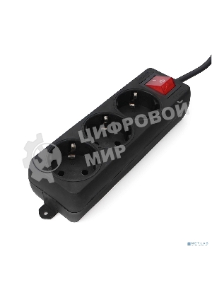 Удлинитель Гарнизон EL-NB-G3-B-3 3р 10А 3 м с выключателем и заземлением, черный