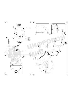Настенный светильник Ambrella light LH75027 GD/PI золото/розовый E14 max 40W 240*150*240