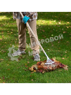 Грабли веерные стальные Сибртех 350 мм, 18 круглых зубьев, оцинкованные, без черенка