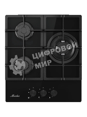Варочная панель Monsher, газ, High-Tech, 45 см, автоматический электроподжиг, газ-контроль, форсунки под сжиженый газ, SABAF конфорки, чугунные решетки, черный