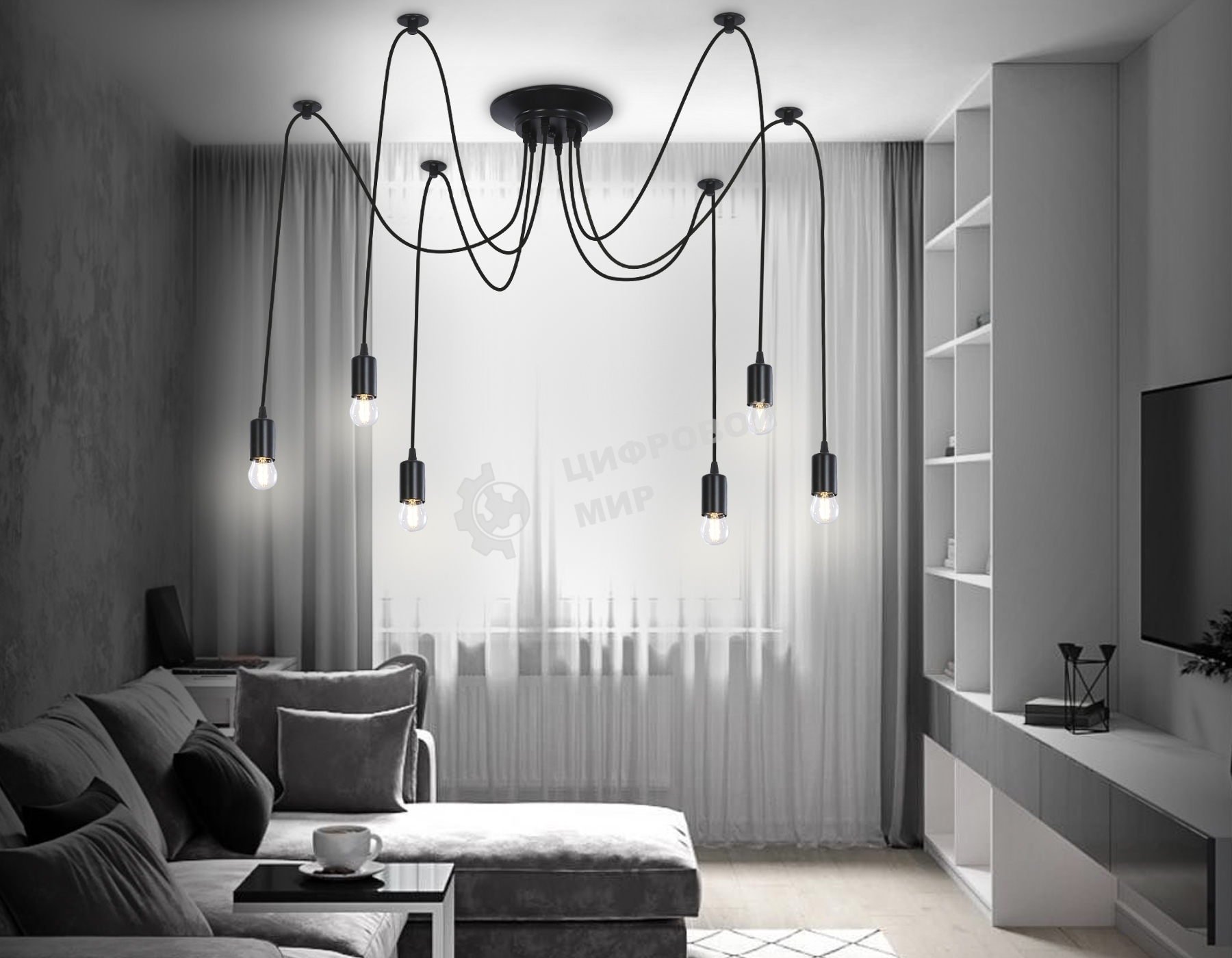 Светильник Ambrella light TR8178/6 BK черный E27 max 40W D630*910
