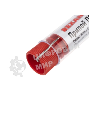 Припой без канифоли ПОС-40 Rexant, 10 г, Ø1.0 мм, (олово 40%, свинец 60%), колба