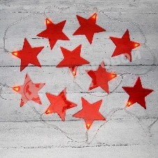 Гирлянда светодиодная Neon-night Звездопад красная 10 LED, 2,25 м, прозрачный ПВХ, теплый белый свет свечения, 2 х АА (батарейки не в комплекте)