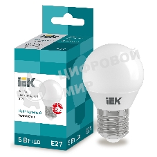 Лампа светодиодная ИЭК LLE-G45-5-230-40-E27 ECO G45 5Вт шар 4000К белый E27 450лм 230-240В