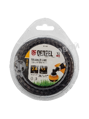 Леска для триммера Denzel двухкомпонентная эллипс 2,4мм х 15м, блистер EXTRA CORD