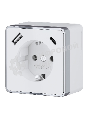 Розетка с заземлением, шторками и USB тип A+C Gallant (белый)