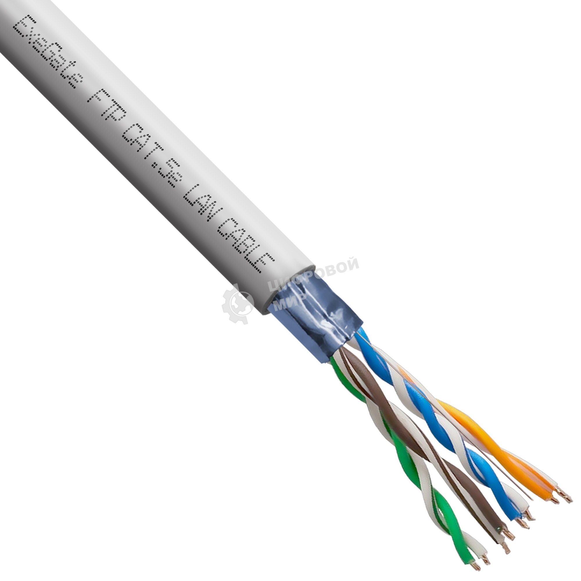 Кабель ExeGate FUTP4-C5e-CCA-S26-IN-PVC-GY-305 FTP 4 пары кат.5e CCA, 0.41мм (26AWG), экран, 305м, серый, PVC