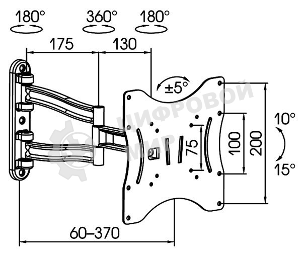Кронштейн для телевизора Kromax TECHNO-3 серый 15