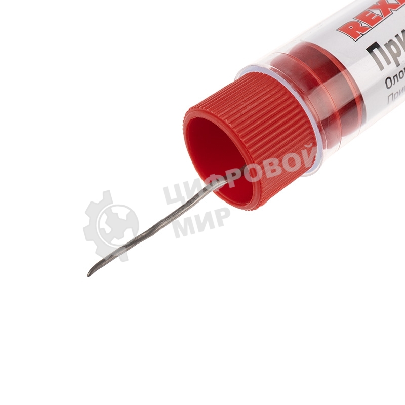 Припой без канифоли ПОС-40 Rexant, 10 г, Ø1.0 мм, (олово 40%, свинец 60%), колба