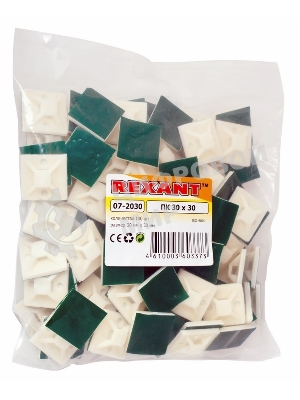 Площадка самоклеящаяся Rexant 30х30 мм, белая, упаковка 100 шт.