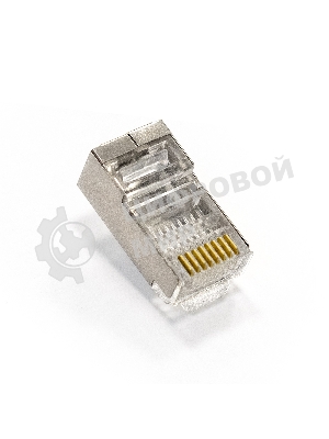 Коннектор ExeGate PL45-C5-8P8C-SH-100 RJ-45 cat.5e (8P8C) под одножильный кабель, экранированный, золотое напыление (100 шт)