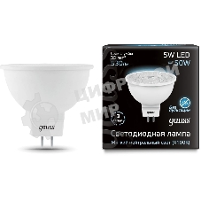 Лампа светодиодная Gauss MR16 5Вт 4100К белый GU5.3 530лм 150-265В FROST