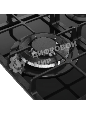 Варочная панель Monsher, газ, High-Tech, 45 см, автоматический электроподжиг, газ-контроль, форсунки под сжиженый газ, SABAF конфорки, чугунные решетки, черный