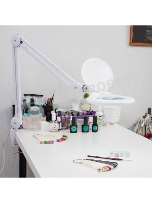 Лупа на струбцине Rexant, круглая, 5D, с подсветкой 56 SMD LED, белая