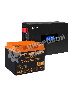 Комплект Источник бесперебойного питания EX295992RUS + батарея 45Aч EX285666RUS 1шт (инвертор, синус, для котла, PF=1, настенный) ExeGate IdealSine SR-600.LCD.2SH <600VA/600W, чистая синусоида, цветной LCD-дисплей, 2*Schuko, крепление настенное, черный> + батарея ExeGate HRL 12-45 (12В, 45А·ч) 1шт