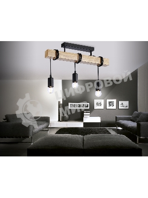 Светильник Ambrella light TR8182/3 BK/LW черный/светлое дерево E27*3 max 40W 500*50*420