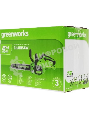 Цепная пила аккумуляторная GreenWorks GD24CS30K4, 24V, 30 см, бесщеточная, c АКБ 4 А·ч и ЗУ (2007007UB)