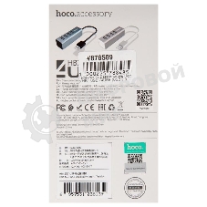 Переходник разветвитель Hoco HB1 USB - 4USB (USB 2.0 - 480 Мбит/с), 0.8 м, серый