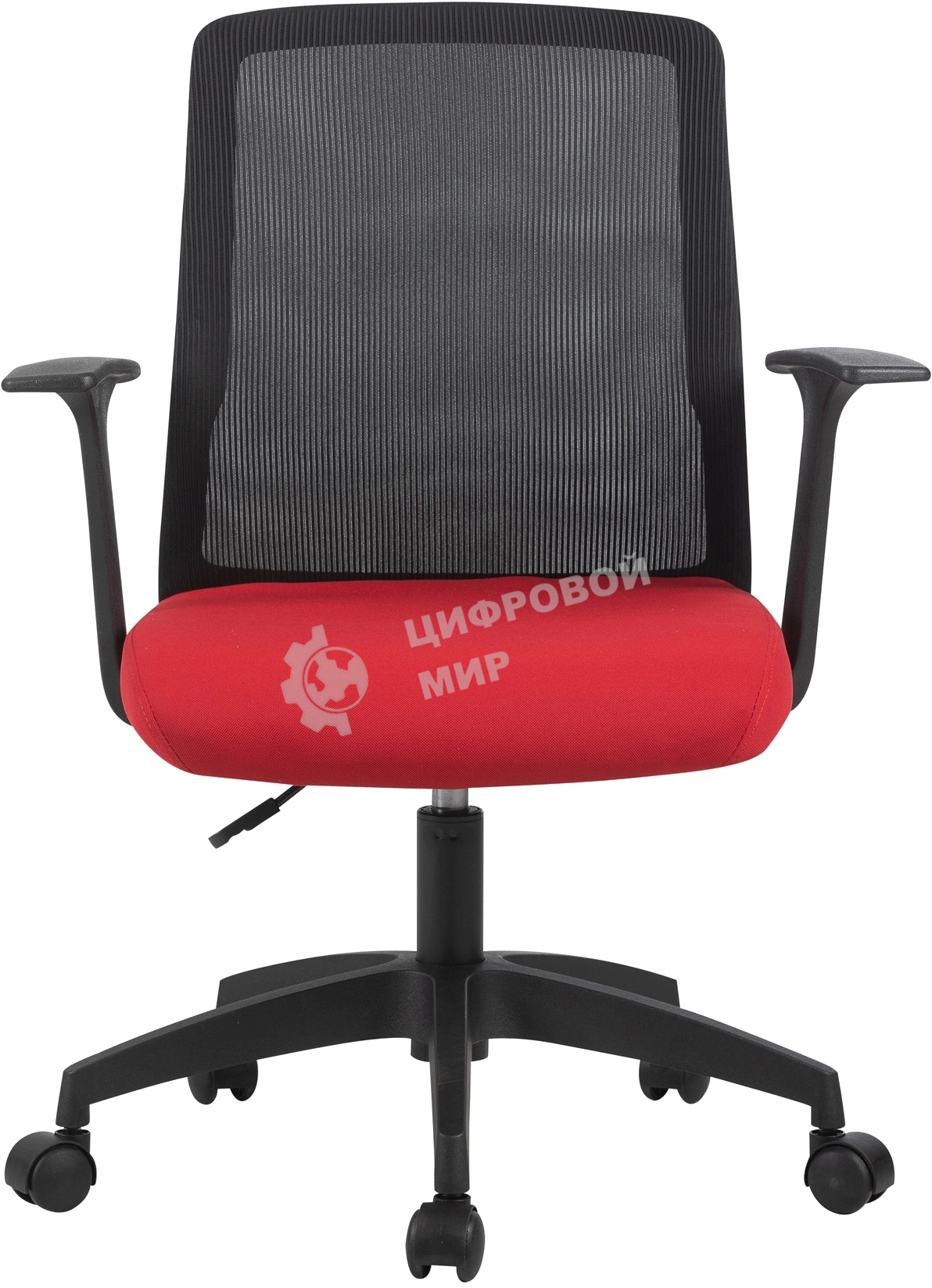 Кресло компьютерное Cactus CS-MC222-BKRD черный, сиденье темно-красный, сетка/ткань, низк.спин. крестов. пластик, пластик черный