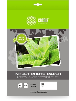 Фотобумага Cactus CS-GA4180100ED A4/180г/м2/100л./белый глянцевое для струйной печати