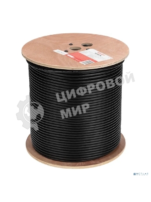 Кабель витая пара Rexant F/UTP, CAT 6, PE, 4PR, 23AWG, OUTDOOR, SOLID, черный, 305м