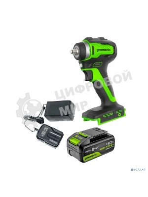 Гайковерт Greenworks G24IW200 аккум. патрон:квад.3/8