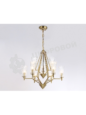 Светильник Ambrella light TR3233/6+3 BS/FR латунь/белый матовый E14*9 max 40W D730*720