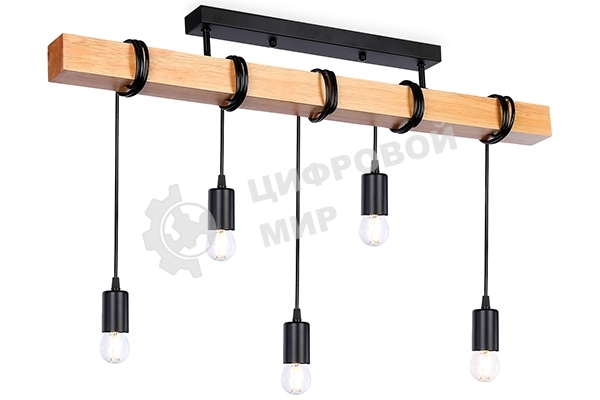 Светильник Ambrella light TR8183/5 BK/LW черный/светлое дерево E27*5 max 40W 800*50*420