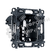PR165 Механизм электрической розетки 2USB С+C 20W (быстрая зарядка) с/з на винтовых зажимах 16A-250V QUANT PRO
